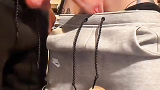 Mischievous chav takes strung up immense dad weenie