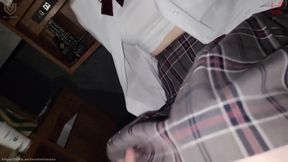 *** in Uniform. First Experience Creampie at Internet Cafe