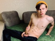 Fit boy Jerking Off In Sport Leggings / Huge Dick (23cm) / Big Load /