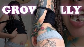 The giantess girl makes her stomach grow so that it's big for you. VORE. CHEWED FOOD