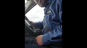 Blue neck harness worker jerks driving to work