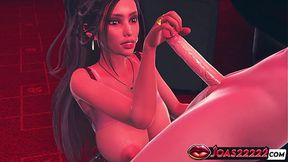 3D Hentai Babe worships dick with big tit handjob & deepthroat blowjob