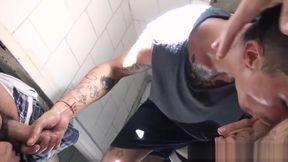 Tattooed latino gets mouth spermed