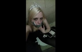 Kinky Night Out: Self-Gagged In Club Toilets!