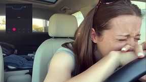 Tall solo girl jolts with a vibe at the Starbucks drive-thru in broad daylight
