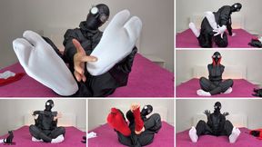 Ninja in Balaclava Getting Ready: Tabi Socks & Gloves Try On - Masked Woman Tabi Sock Fetish & Glove Fetish