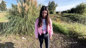 Pissing sweetheart gets plowed by me in the wilderness
