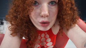 18yo Teen Girl with red hair, Squirts all over the bed during orgasm