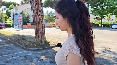 Her grateful stepsister rides his cock in public after he teaches her to skate