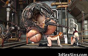 3D Girls Ruined by Scary Alien Monsters!