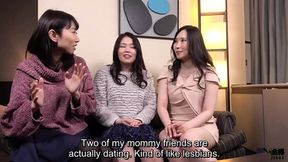 Younger Japanese lesbians seduce their sexy older friends for a wild group bang