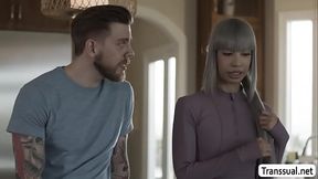 Blonde dude bareback fucks bestfriends TS girlfriends ass