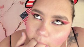 BBW vs Dildo XL: Chubby drools and chokes trying to swallow it whole