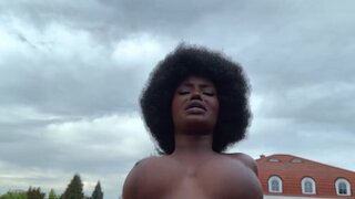 Big boobs black girl takes white dick like crazy