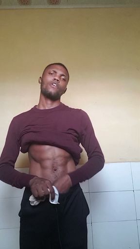 Sexy black print Dick showcase his dick at work