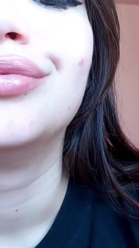 Big luscious lips with natural color lipgloss smoking cigarette   Clip 1