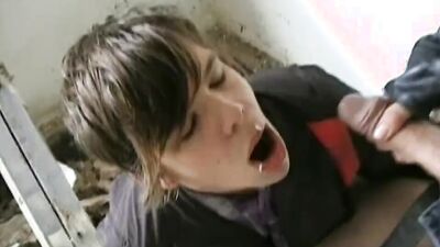 Twink is fucked hard and facialized in the abandoned building