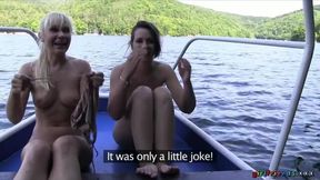 Good outdoor sex on the boat with lesbians Carrie and Lollipop Khan