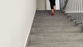 LOST SHOE GIRL RUNNING UP THE STAIRS IN HIGH HEELS (SCENE 3) - MP4 Mobile Version