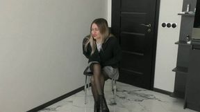 Peeing in a skirt, tights and panties MP4 HD 720p