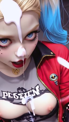 Psycho Cosplay Girl POV: Deepthroat &amp; Messy Facial Cumshot AI Animation