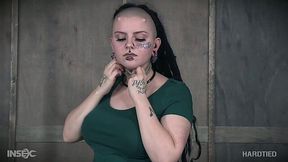 Tattooed goth Luna LaVey is restrained and punished in the BDSM room