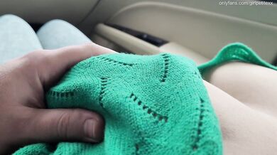 Cute Stepsister Teasing with Her Big Boobs and Hard Nipples in the Car