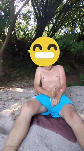 Jerking off in the river