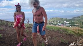 Massive Cock and Tiny Pussy in Wild Ocean and Mountain Public Fun
