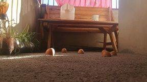 Bare feet crushing trampling and grinding with soles (7)