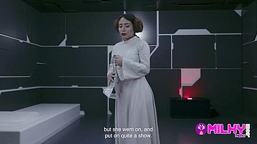 Cum Wars: Master YODA fucks the hot princess Leia
