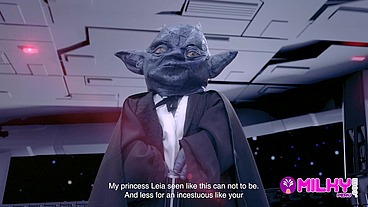 Cum Wars: Master YODA fucks the hot princess Leia
