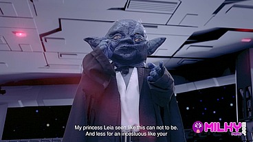 Cum Wars: Master YODA fucks the hot princess Leia
