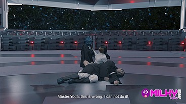 Cum Wars: Master YODA fucks the hot princess Leia
