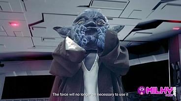 Cum Wars: Master YODA fucks the hot princess Leia