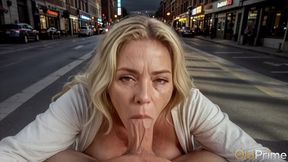 a wrinkled blonde old woman begs for a young cock [ai]