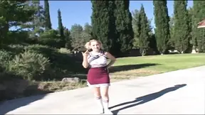 Teen cheerleader's wet pussy eagerly awaits a big penis