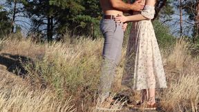Outdoor sex! Extreme fuck on wild nature. Risky outdoor fuck