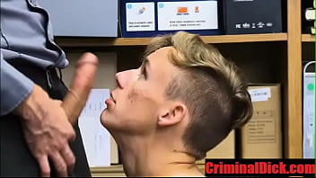 Cop slaps that cock on twink perps face- CriminalDick.com