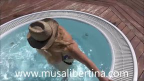 Outdoor Masturbation in Jacuzzi