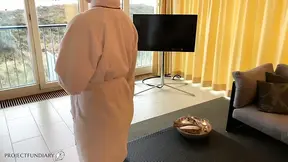 Romantic couple shares aroused intimacy in day spa suite