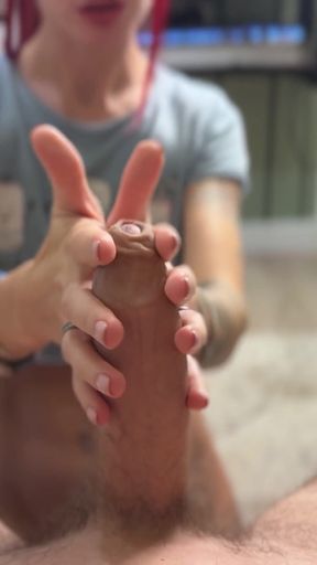 POV handjob with blocking hard pressure of 5 days with no cum. HD 4k   Clip 1