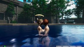 angels awakening 12 – nude swimming and lesbian kiss scene in a moonlit pool