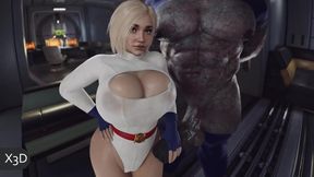 Power Girl's seductive touch on Darkseid's impressive package