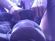 HAVING A REST WITH MY NEW COLOR SOCKS