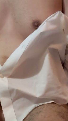Fat chubby middle eastern Arab guy in white shirt with big tits and nipples showing off   Clip 2