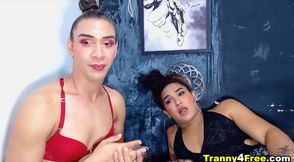 Tranny Couple Satisfaction Each Other Rods