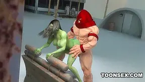 Juggernaut Claims Voluptuous She-Hulk in Fiery 3D Tryst