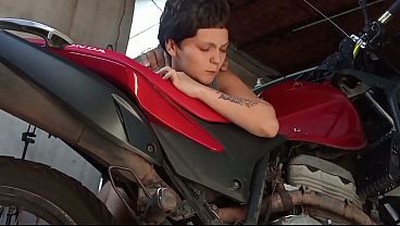 Amateur Latina girlfriend breastfeeding in the garage