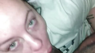 Interracial blowjob &#8211; homemade video of mature American slut sucking dick after anal fucked by BBC